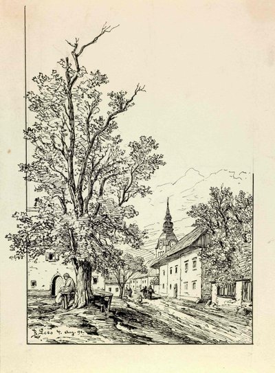 Lesce, Square with Linden by Ladislav Benesch